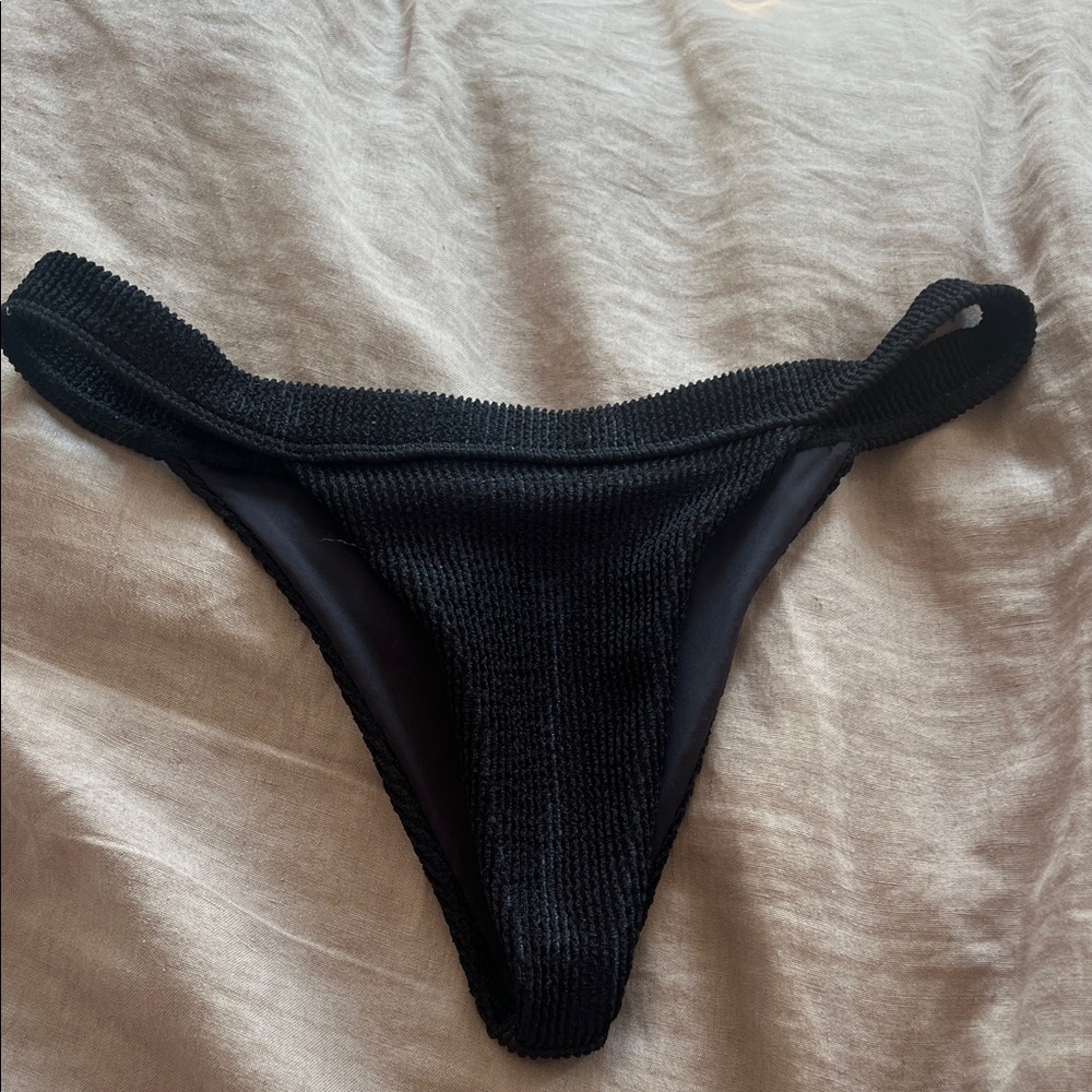 Frankie's Bikinis Black Ribbed Bottoms
